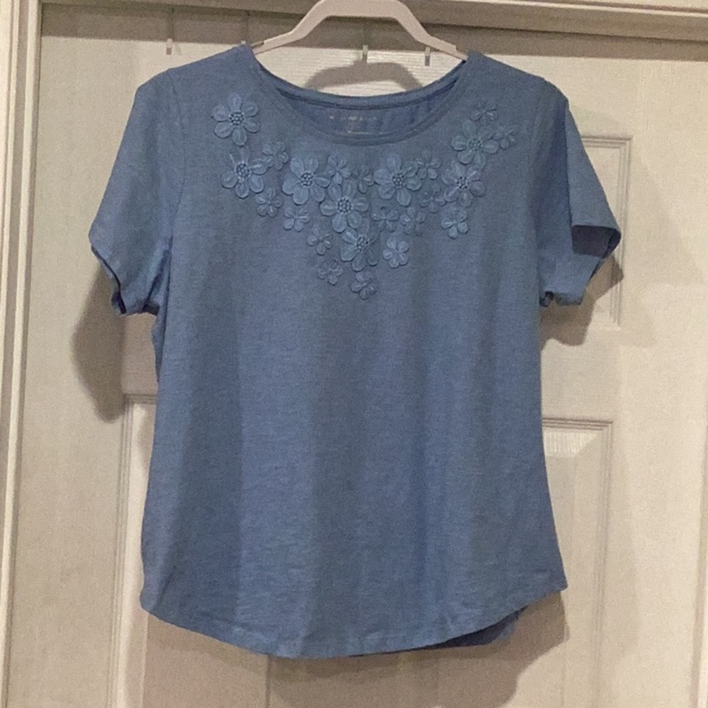 Allison Daley Blue Short Sleeve T-Shirt Petite PL/G